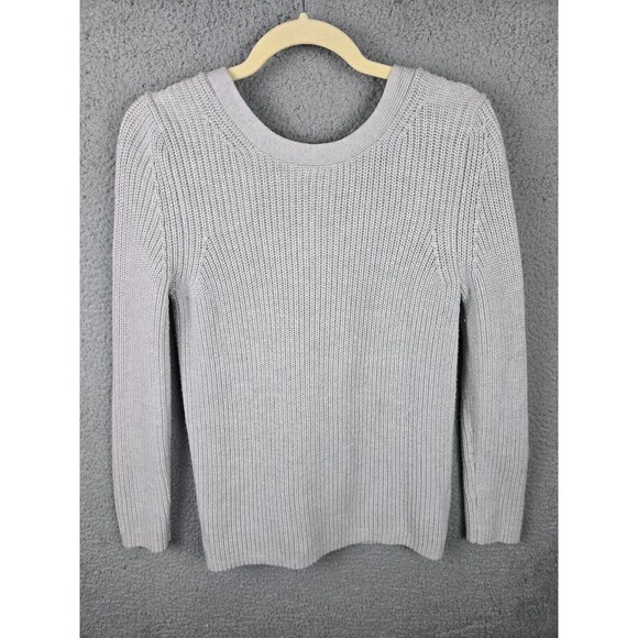 Banana Republic Sweater Womens M Gray Pullover Lace Up Tie Back Chunky Ribbed - Picture 11 of 11